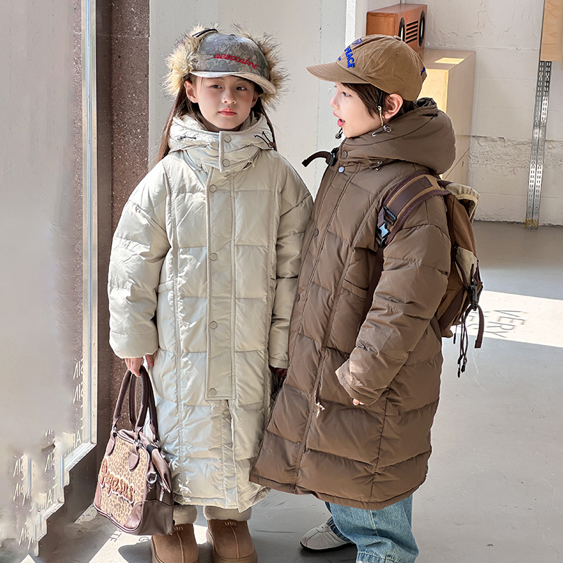 过膝款保暖儿童羽绒外套