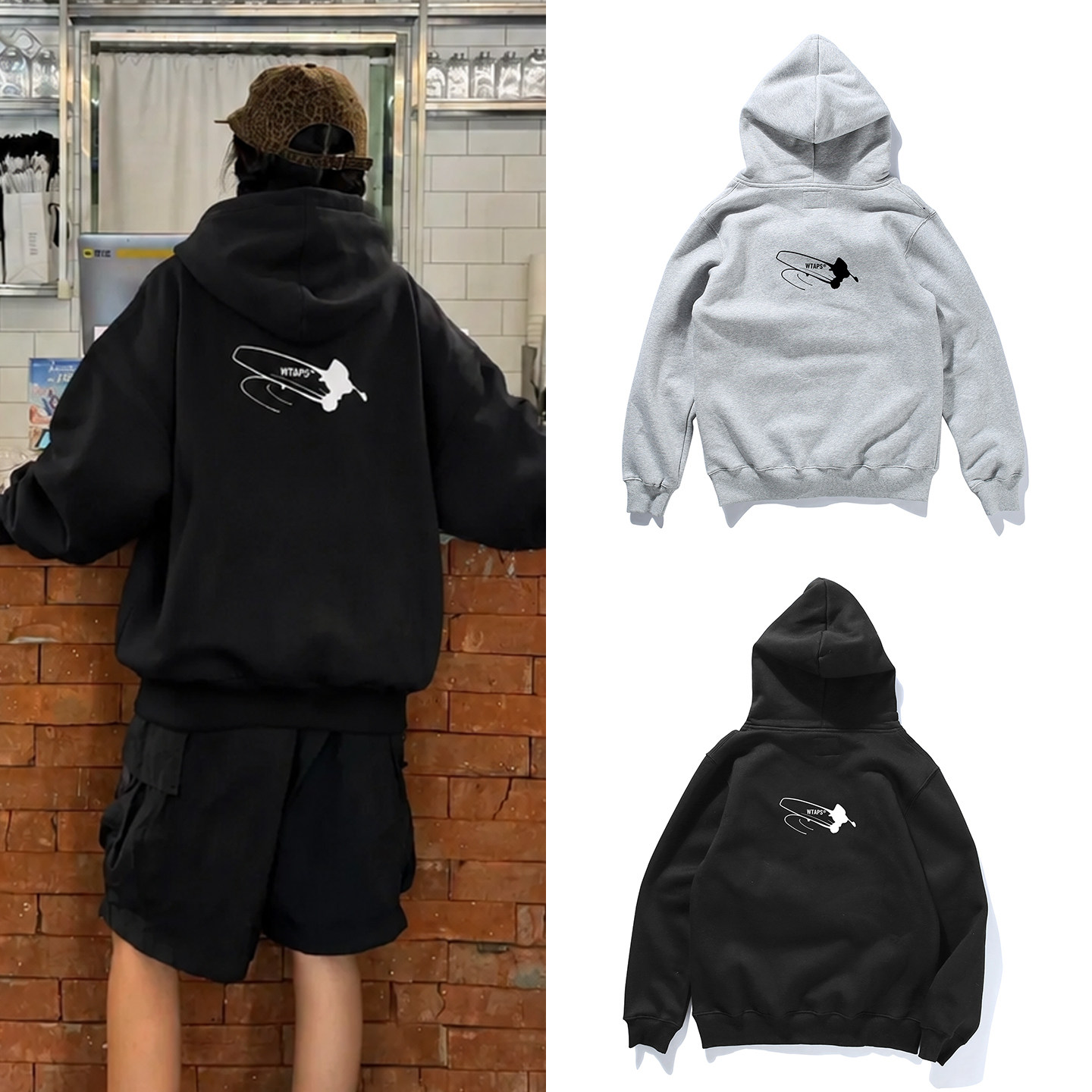 日系余文乐同款WTAPS AzAz SWEATER CTPL 连帽卫衣慵懒风情侣帽衫