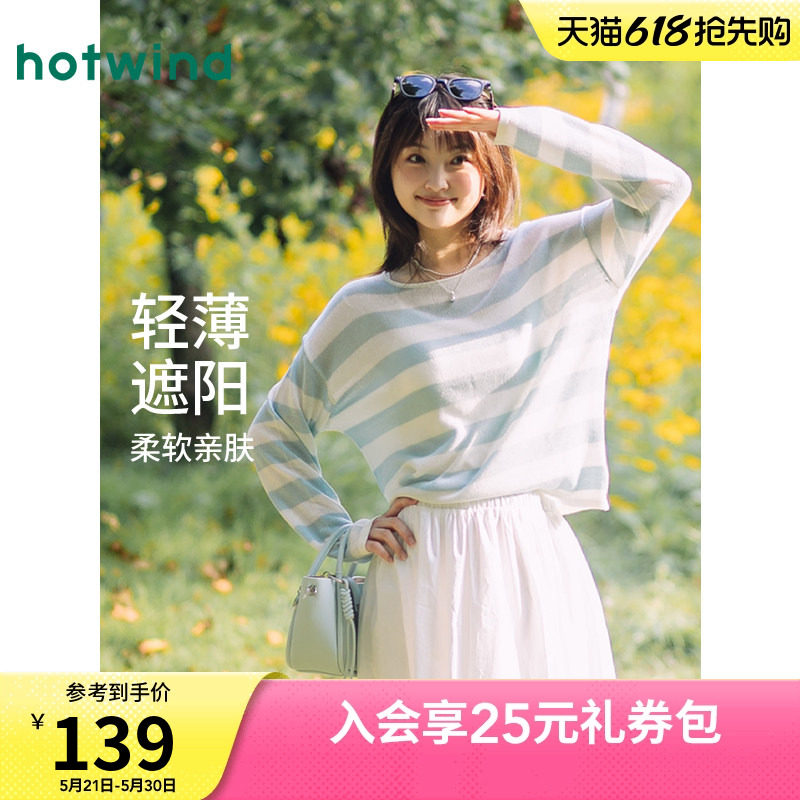 热风女士针织衫2025年早秋新款镂空微透针织衫罩衫宽松慵懒风长袖