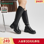 热风粗跟长筒靴女2025年冬季 靴子女鞋 新款 厚底增高骑士靴百搭时装