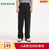 宽松休闲直筒格子长裤 热风男士 新款 大格纹长裤 休闲裤 2025年冬季