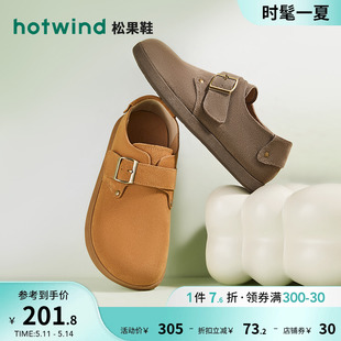 热风2024年春季 女士时尚 新款 圆头皮带扣勃肯鞋 复古小众设计休闲鞋