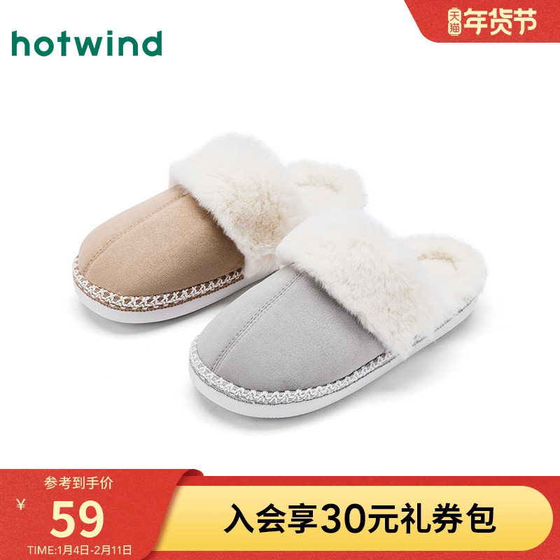 热风加绒毛毛鞋女2025年冬季新款简约休闲家居拖百搭包头拖鞋女鞋