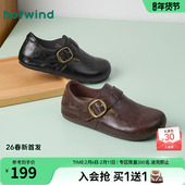 女鞋 热风勃肯鞋 子H15W26102 黑色小皮鞋 百搭休闲鞋 2026年春季 新款