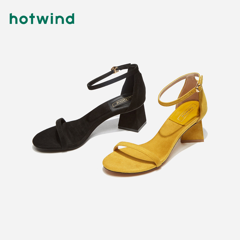 热风2019年夏季新款潮流女士凉鞋粗高跟一字扣带凉鞋H56W9201|ruв категории Женская обувь, сандалии - от Buy2taobao.com для оказания профессиональной услуги покупки агента Taobao