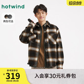 宽松休闲早秋内搭轻薄外套 新款 热风男士 格纹夹克外套2025年冬季