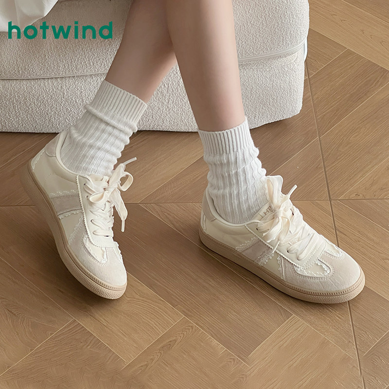 热风芭蕾风德训鞋女2025年冬季新款休闲银色小白鞋薄底运动板鞋女,女鞋,德训鞋,淘宝优惠券,粉丝福利购,淘宝优惠卷