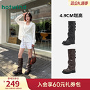 热风裤管靴2025年冬季新款西部靴百搭骑士靴厚底长筒靴子女堆堆靴