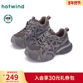 子棉鞋 热风加绒运动休闲鞋 厚底增高老爹鞋 紫色女鞋 2025年冬季 新款