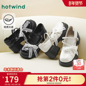 女2025年秋季 新款 蝴蝶结蕾丝小皮鞋 热风粗跟玛丽珍鞋 高跟百搭鞋 子