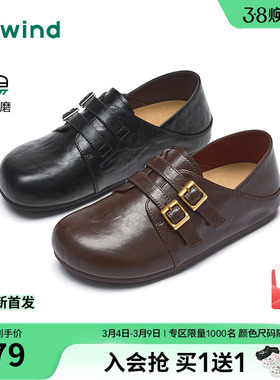 热风黑色小皮鞋女款2026年春季新款百搭两穿勃肯鞋休闲包头拖鞋子