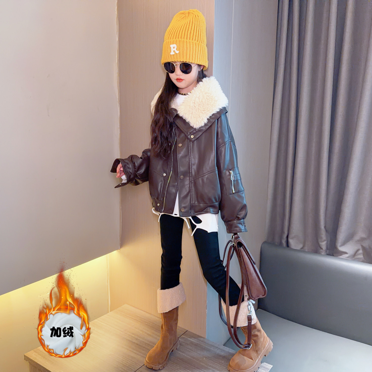 女童加绒外套冬装2025新款女孩洋气棉服韩系穿搭儿童冬季皮衣夹克,童装/婴儿装/亲子装,普通外套,淘宝优惠券,粉丝福利购,淘宝优惠卷