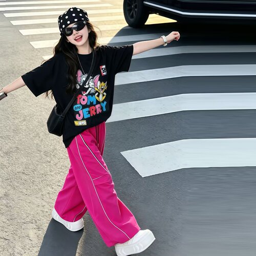 女童多巴胺短袖休闲弯刀裤两件套