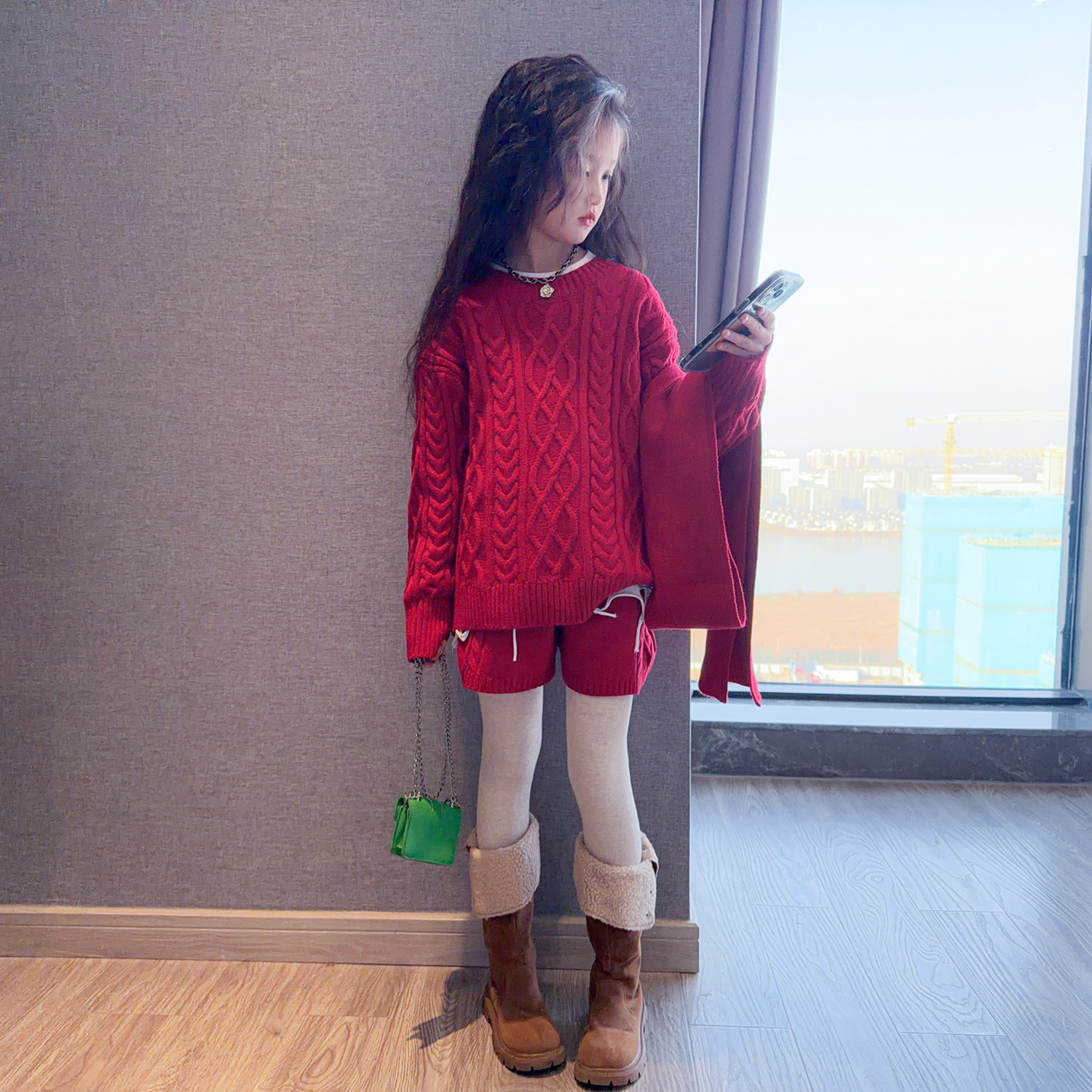 女童红色毛衣套装秋冬装2026新款洋气女孩套头针织衫短裤新年衣服,童装/婴儿装/亲子装,套装,淘宝优惠券,粉丝福利购,淘宝优惠卷