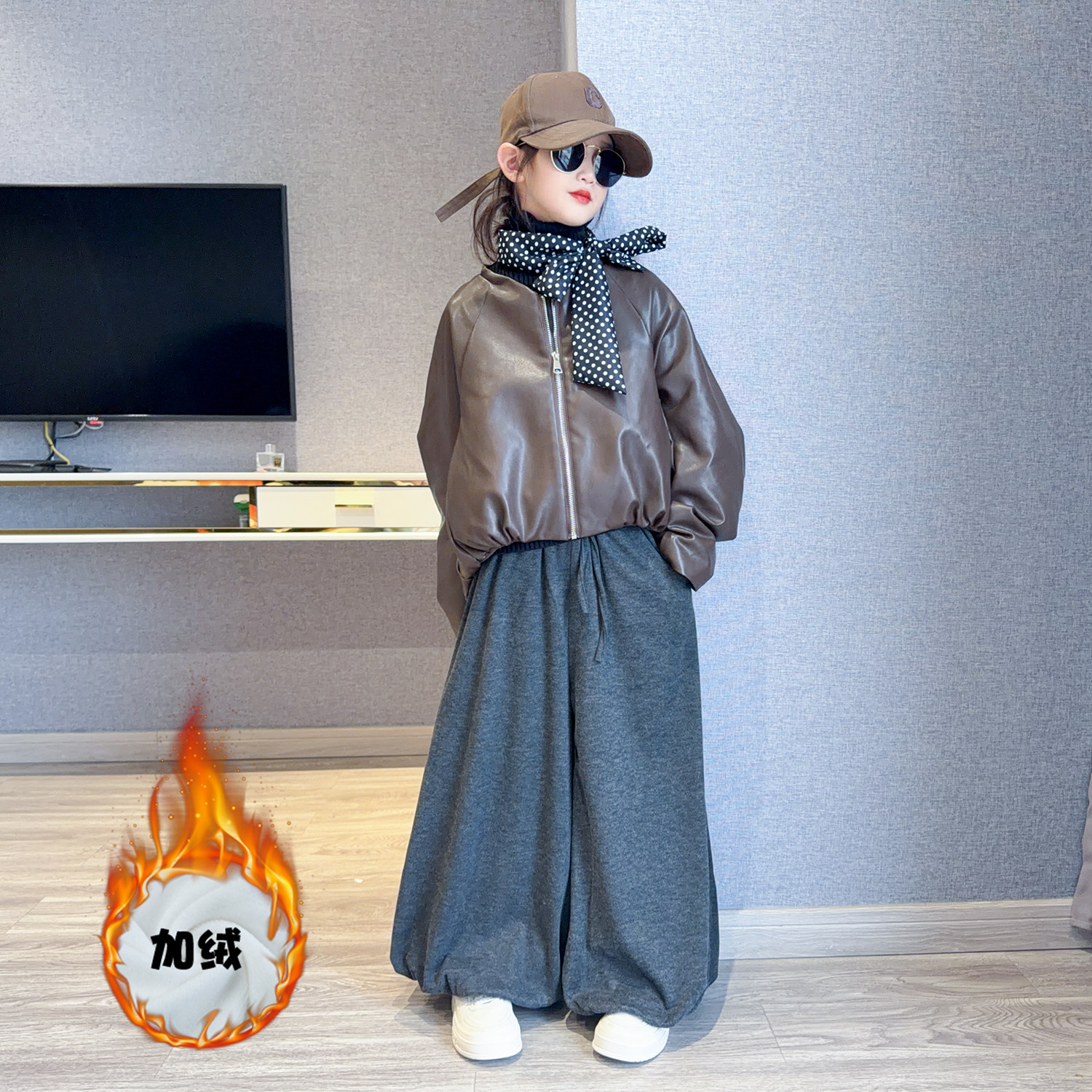 女童加绒外套冬装2025新款美拉德复古短款皮衣大童休闲机车夹克潮,童装/婴儿装/亲子装,套装,淘宝优惠券,粉丝福利购,淘宝优惠卷