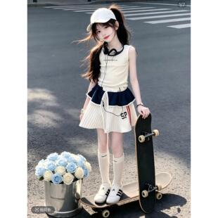 女童背心短裙套装夏装潮酷女孩无袖运动辣妹爵士舞花苞裙洋气潮