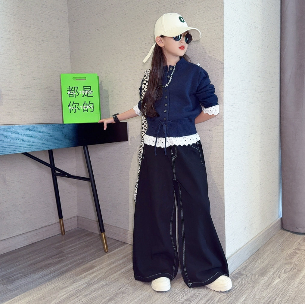 女童秋装套装2025新款秋冬洋气毛衣开衫针织衫女孩秋装牛仔阔腿裤,童装/婴儿装/亲子装,套装,淘宝优惠券,粉丝福利购,淘宝优惠卷