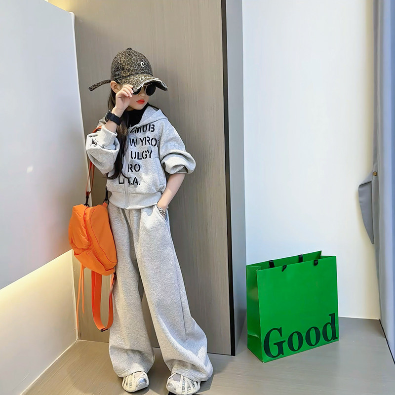 女童休闲装套装2025新款儿童运动连帽外套洋气女孩春秋装两件套潮,童装/婴儿装/亲子装,儿童运动套装,淘宝优惠券,粉丝福利购,淘宝优惠卷