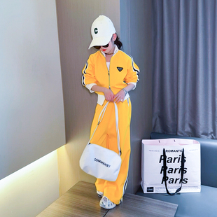女童春装运动套装2026新款时尚儿童休闲大童开衫外套阔腿裤两件套