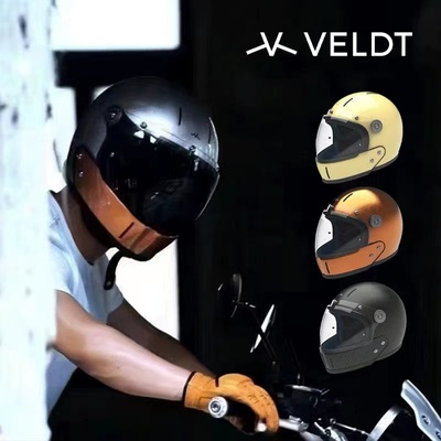 法国银箔头盔碳纤维摩托车复古哈雷印第安机车全盔 拿铁凯旋