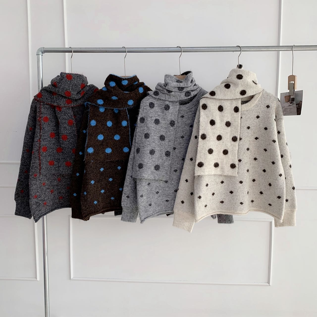 韩系高级感撞色提花圆领套头费尔岛毛衣女秋冬季慵懒风宽松针织衫