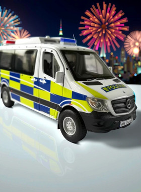 威利香港交通警车模型合金可开两前门奔驰斯宾特矮顶13cm比例1/50