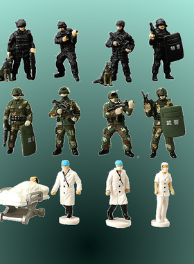 拓意树脂兵人偶雕像医生救护员消防员交警特警维修赛车手比例1/64