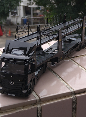 TINY微影合金车模型双层拖架运输托挂中置轴轿运拖板车奔驰Antos