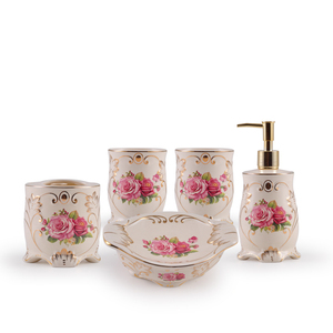 欧式陶瓷卫浴五件套浴室洗漱套装牙刷漱口杯牙具套件情侣结婚礼品