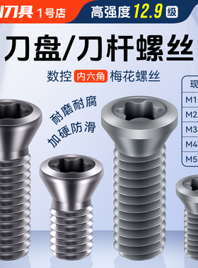 12.9刀盘数控刀杆螺丝加硬m1.8m2m2.5m3m3.5m4m5m6内六角梅花螺钉