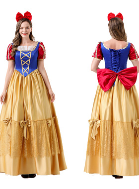 新款万圣节成人豪华白雪公主COS化妆舞会角色扮演长裙童话公主裙