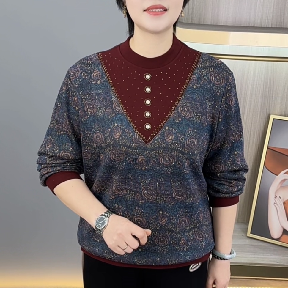 冬季加厚假两件烫钻减龄妈妈装