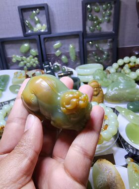 析木河磨玉貔貅手把件