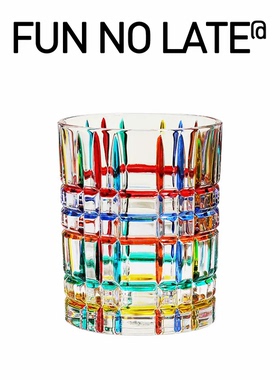 意大利设计师同款手工彩绘线条编织水晶玻璃杯会折射彩虹光泽水杯