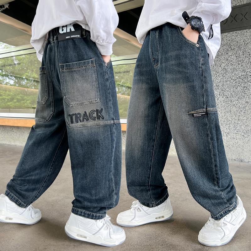 男童裤子秋款牛仔裤儿童秋装休闲裤2025新款潮中大童韩版外穿长裤