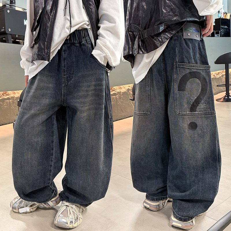 男童牛仔裤子春秋款2025新款大儿童装秋季男孩炸街痞帅风潮休闲裤