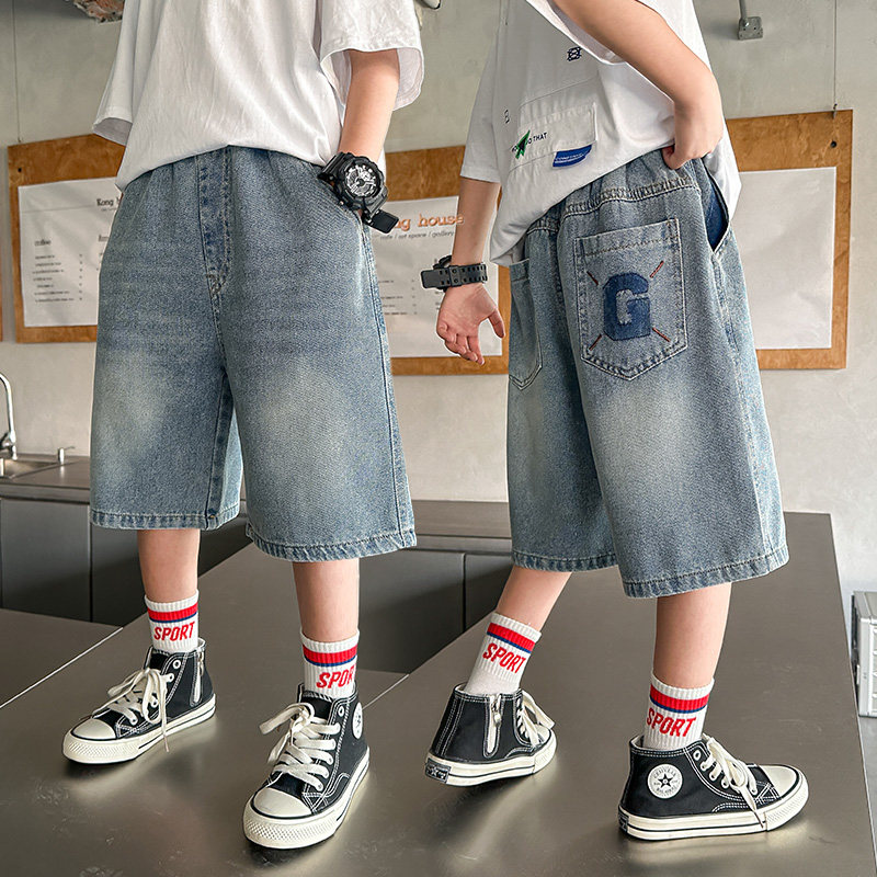 男童夏装短裤2025新款大童夏季薄款男孩夏天儿童牛仔五分裤子潮酷,童装/婴儿装/亲子装,儿童牛仔裤,淘宝优惠券,粉丝福利购,淘宝优惠卷