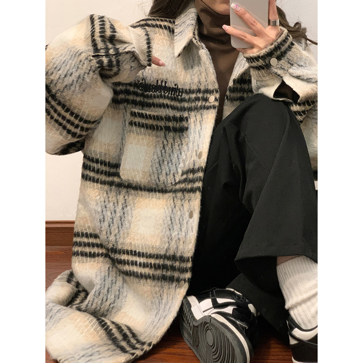 2023女模高品质刺绣毛呢夹克外套白色JK045-P95控138,男装夹克,电商B237