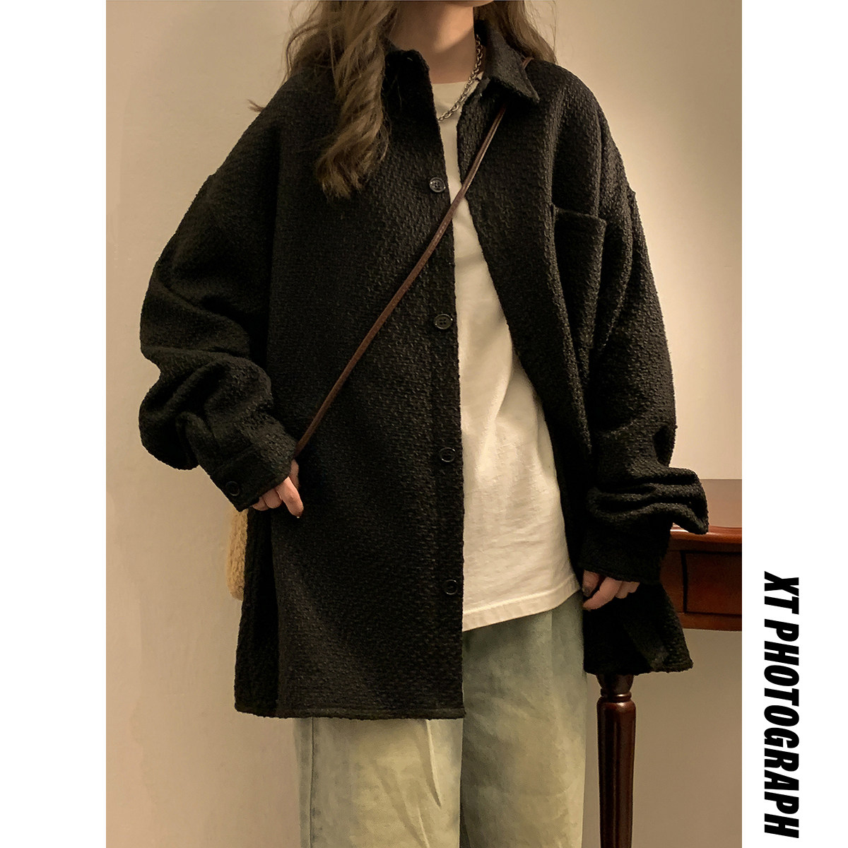 2023女模春季新款小香风编织衬衫外套CC033-P45控68,男装衬衫,电商B237