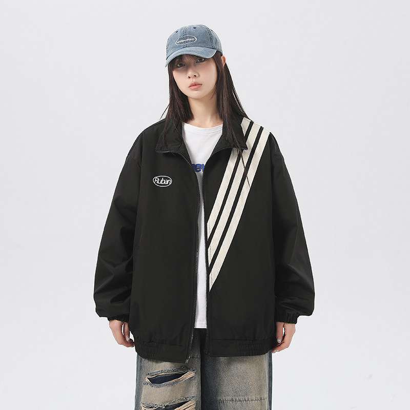 防水美式复古外套女春秋款潮牌情侣夹克上衣红色JK054-P58控78,男装夹克,电商B237