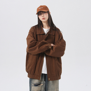 高品质春季纯棉美式水洗夹克外套情侣 米白色JK055-P98 控148现货图片