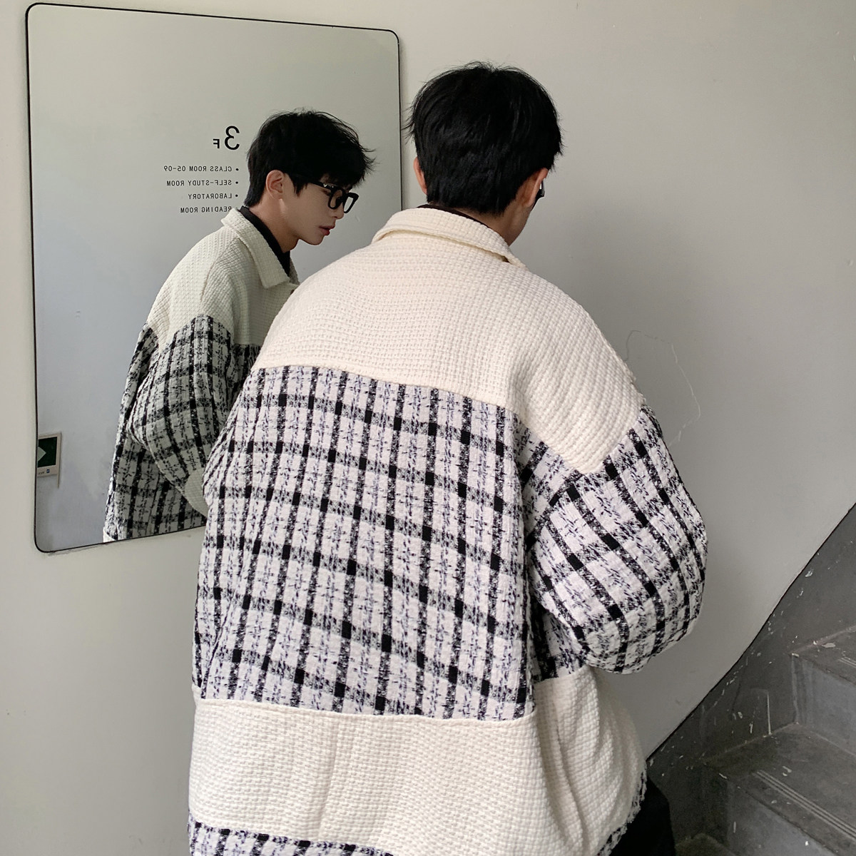 2023港风春季新款贴袋刺绣小香风撞色夹克外套绿色JK027-P95,男装夹克,电商B237