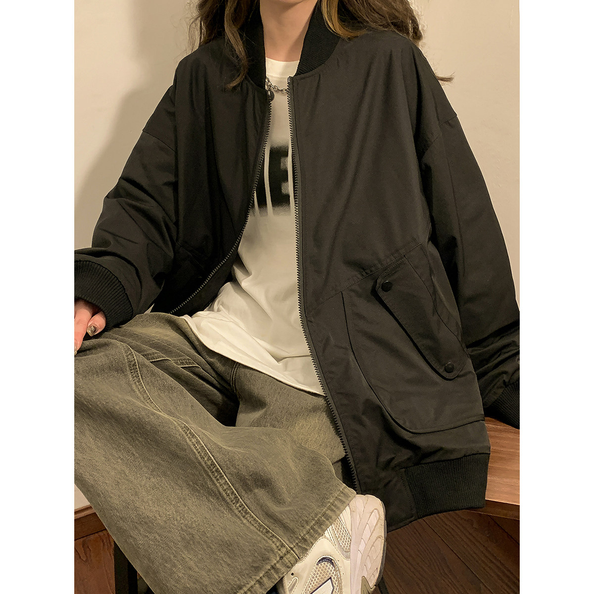 2023女模秋季新款高品质包边棒球领夹克绿JK041-P88控128,男装夹克,电商B237