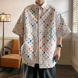 2024港风新款破洞彩色短袖衬衫个性潮流黑色CC036-P45，男装衬衫，电商B237