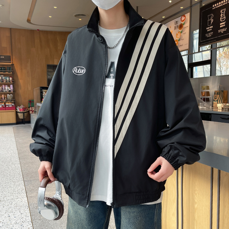 港风防水美式复古外套春秋款潮牌夹克上衣黑色JK054-P58控78，男装夹克，电商B237