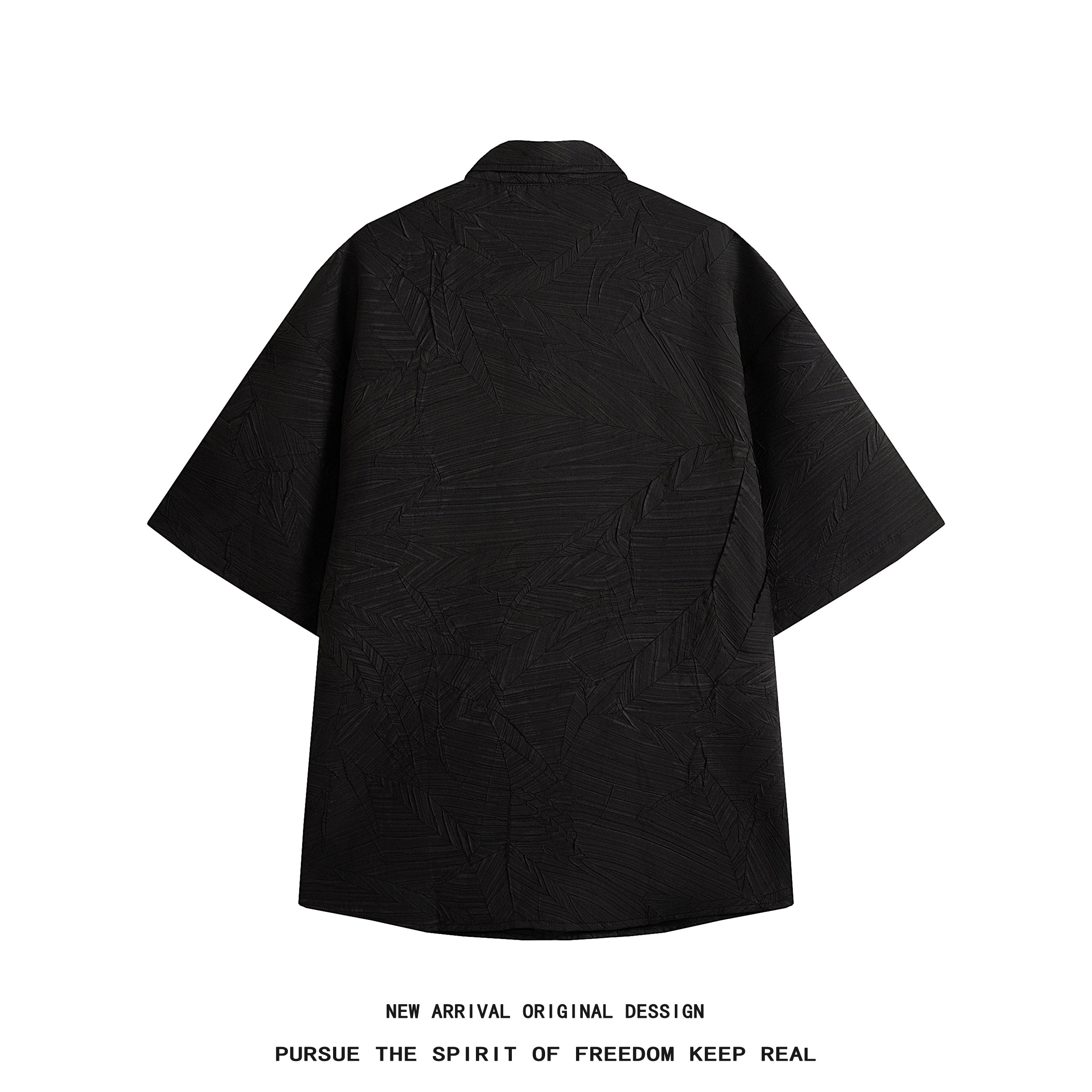 衬衫短袖男痞帅褶皱衬衣小众设计感薄外套白底CC044-P45控68,男装衬衫,电商B237