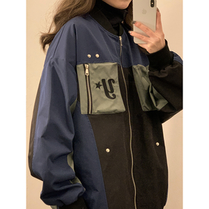 2023女模秋季新款男士工装立体口袋夹克外套 蓝 JK036-P40图片
