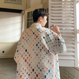 2024港风新款破洞彩色短袖衬衫个性潮流黑色CC036-P45，男装衬衫，电商B237