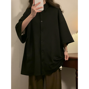 2024女模新款蛇骨纹垂感弹力短袖贴标衬衫 杏色 CC035-P48 控68图片
