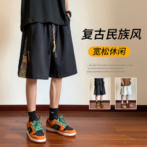 新中式夏季男士短裤五分裤民族风 黑色 K010-TP25图片